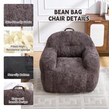 Modern European-American Style Beanbag / With Armrests / Plush Look Beanbag / No Assembly Required / Suitable For Living Room, Bedroom And Reading Corner - 深灰色 - 查看 4