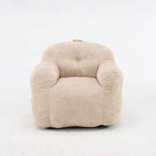 Modern European-American Style Beanbag / With Armrests / Plush Look Beanbag / No Assembly Required / Suitable For Living Room, Bedroom And Reading Corner - 米色 - 查看 9