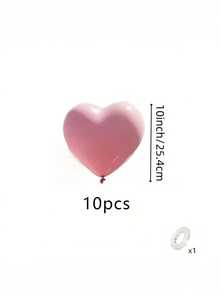 10/20Pcs 10 Inch Pink Heart Latex Balloons, Romantic Decor For Birthday, Valentine, Proposal, Wedding & Photography - Pink - View 3