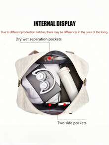1pc Travel Storage Bag, Large Capacity Portable Clothing, Shoes, Cosmetics Organizer, Thick Wear-Resistant Fabric, Waterproof & Dustproof, Multi-Layer Design, Dry & Wet Separation, Side Pocket + Shoe Compartment, Scientific Layout To Meet Luggage Partition Storage Needs, Suitable For Long-Distance Travel, Short-Term Business Trips, Weekend Vacations And Dorm Storage Organization, Lightweight & Foldable, Space-Saving, Essential For Back-To-School And Vacation Travel - View 7