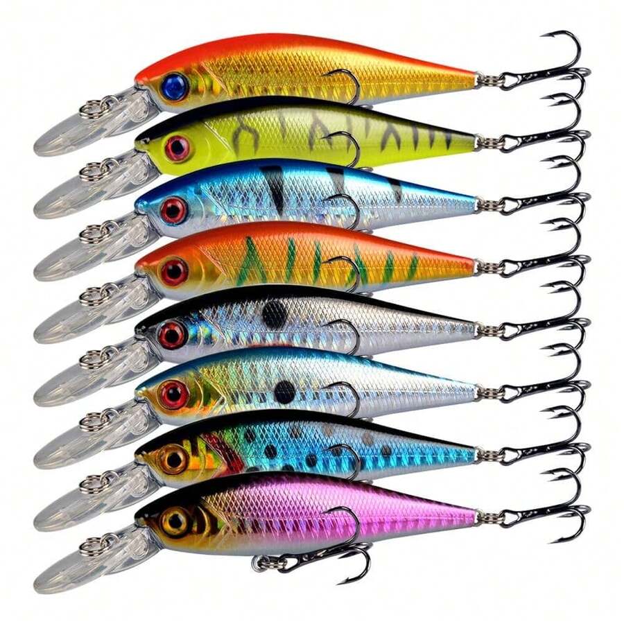 Set Umpan Ikan Kecil Bibir Panjang Mengapung Jarak Jauh, 8 Warna - MultiWarna - View 1