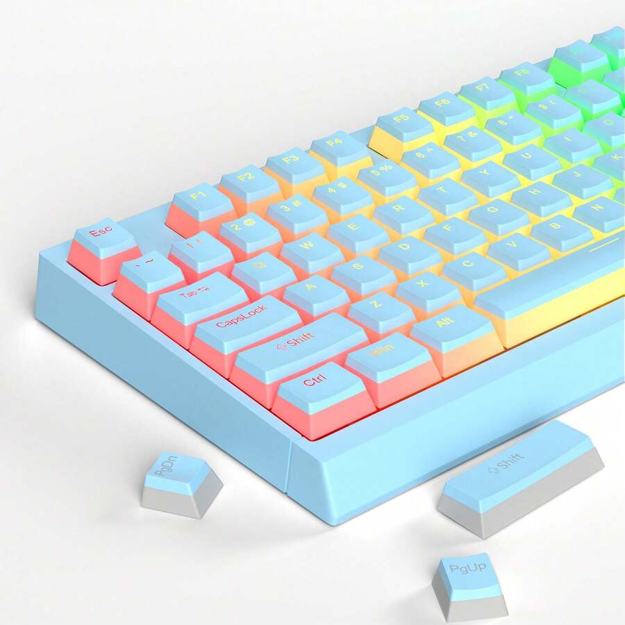 MageGee 130 Teclas Pudding, Juego de Teclas PBT Personalizable, Altura OEM, Compatible con Teclados 100%, 75%, 65%, 60%: Pudding Azul - Azul - Ver 1
