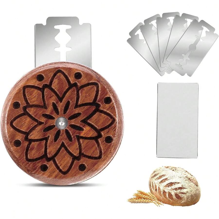 Bread Lame Sourdough Scoring Tool, Wooden Dough Scoring Knife With 5 Razor Blades, Ergonomic UFO Bread Lame Knives Sourdough Razor Scorer Breads Bakers Slashing Baking Tool - View 1
