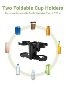 3-In-1 Folding Cup Holder And Phone Mount – Universal Bottle Holder, Compatible With Bugaboo/Nuna/Doona Strollers, Wheelchairs, Bicycles, Walkers And Scooters - Multicolor - View 10