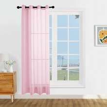 1pc And 2pcs Transparent Curtains/Minimalist Solid Color Transparent Curtains/Top Lock Ring Design/Plain Color Light Filtering Curtains/Light Balance Filtering Sunlight/Living Room Transparent Curtains/Living Room Transparent Curtains/Study Room Transparent Curtains/Cabinet Cover Curtains/Pink Curtains - Baby Pink - View 17