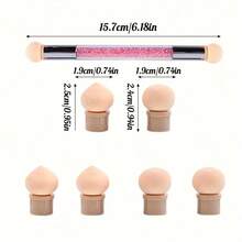 Resin Nail Art Palette And UV Gel Gradient Sponges Pens With 4 Pcs Replacement Head, Nail Sponges For Ombre Double Head Brush For Nail Art Manicure Tools(Pink) - Multicolor - View 7