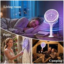 2 In 1 Extendable Electric Bug Zapper Racket With Purple Light Lure USB Rechargeable 3 Layer Mesh For Indoor Bedroom Patio Camping Backyard Use - A - View 9