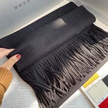 1pc Halloween Fall Winter Solid Wool Pashmina Scarf, Tassel Cold‑Proof Unisex Couple Shawl Wrap, Warm Accessory For Halloween Party Daily Wear - Black - View 1