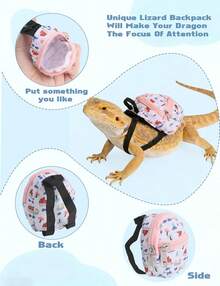 HAEZU Bearded Dragon Clothes Lizard Toy - Mini Hat,Skateboard,Backpack Gifts For Reptiles Pet - Cute Bearded Dragon Costume Accessories For Lizard Iguana Reptiles Small Animals (Rose Red) - ColorL - View 4