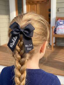 Custom Text Bow Hair Clip, Heartfelt Memento Accessory For Child's Important Moments Like Birthday Parties, Family Portrait Sessions And Daily Wear - Multicolor - View 6