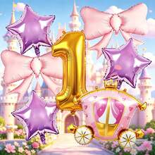 Dream Princess Carriage Balloon Set, Includes Gold Number, Bow, Star And Carriage Balloons, Suitable For Princess Theme Birthday Decoration, Fairy Tale Style Party And Other Occasions - View 17
