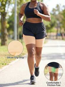 2 Pairs Women's Anti-Chafe Thigh Bands High Elastic Silicone Anti-Friction Leg Protectors Leggings Anti-Snagging Leg Straps - Apricot - View 4