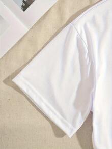 American-Style English Letter Print Short-Sleeve Round-Neck-Shirt - White - View 4