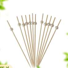 100pcs White Pearl Disposable Fruit Picks, Elegant Cocktail Toothpicks For Wedding Dessert Cake Party Decor - Ginger - View 6