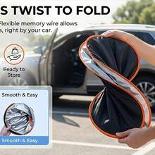 1pc Car Windshield Sun Shade, High-Density Light-Blocking Fabric Effectively Reduces Temperature, Rotatable And Foldable Compact Storage, Universal Fit For Most Car Models, Summer Essential - Random - View 4