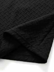 GRDR Textured Men's Casual Daily Minimalist Solid Color Drawstring Short Sleeve & Long Pants 2-Piece Set - Black - View 9