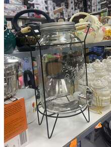 Iron Frame Glass Juice Jar Bar 4L Large Capacity Spiced Wine Barrel Container Fruit Tea Cold Water Barrel Whiskey - View 7