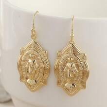 Gold Virgin Mary Religious Elegant Earrings, High Quality Women's Daily Gift - Gold - View 7