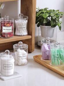 4PCS Acrylic Qtip Holder Dispenser For Cotton Swab, Ball, Round Pads, Floss Picks - Clear Plastic Apothecary Jar Set For Bathroom Canister Storage Organization, Vanity Makeup Organizer - View 8