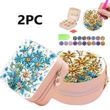2pcs Diamond Painting Kit With Zipper Jewelry Box, Floral Pattern, Canvas Material, Partial Mosaic Craft, DIY Large Capacity, Suitable For Women Hobbyists, Thanksgiving Holiday Gift - View 15
