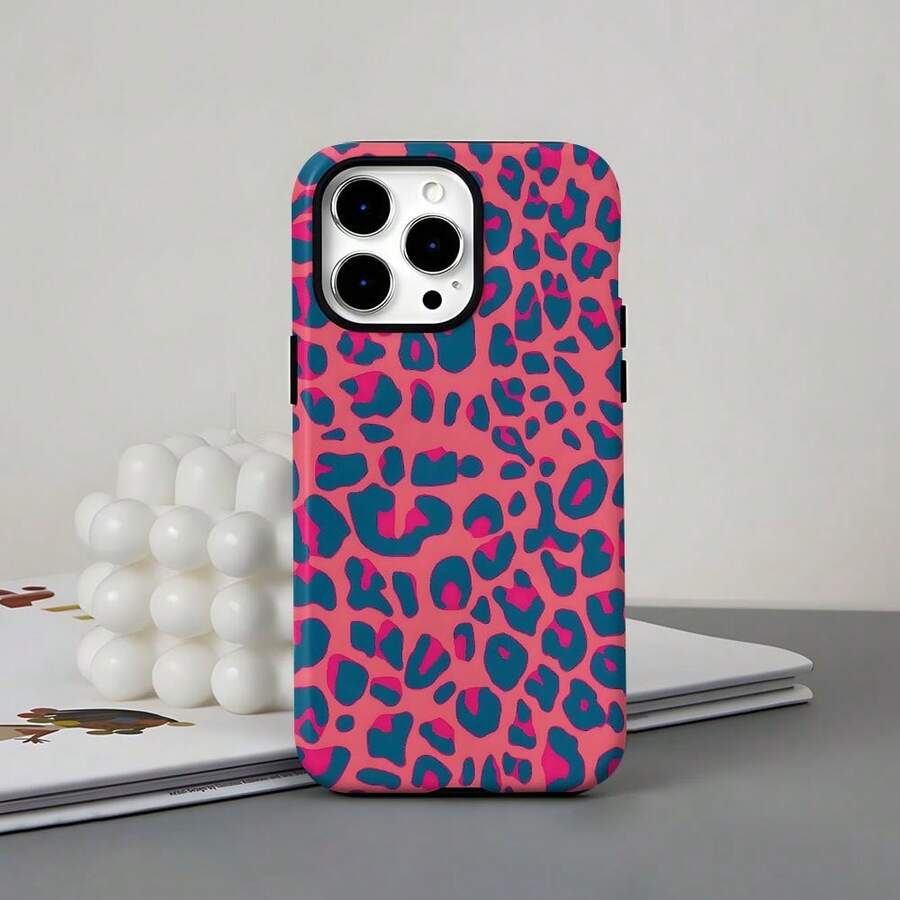 Phone Case - Stylish Two-In-One Film Case With Red Leopard Prints, Designed For Maximum Protection With A Tough Dual-Layer Structure. It'S Durable And Drop-Resistant, Suitable For Various For Iphone Including 17, 16E, 16, 15, 14, 13, 12, 11 - White - View 1
