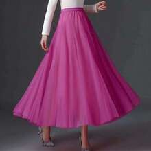 Women's High Waist Long Skirt, Available In Lake Blue, Pink, Dark Green, Blue Gray, Black, White, Red, Rose Red, Royal Blue, Yellow, Summer - Multicolor - View 14