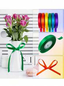 Satin Ribbon Gift Wrapping Silk Ribbon, Multi-Color Options Suitable For Gift Wrapping, Wedding Decoration, Floral Arrangement And Handmade Crafts - Gift Wrapping Essentials | Elegant Satin Ribbon | - View 1
