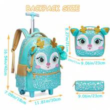 Girls' Rolling Backpack With Crossbody Bag And Pencil Case, Cute Portable Student School Bag - Rolling Backpack - View 3