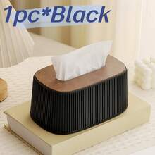 1pc Nordic Minimalist Style Tissue Box, INS Creamy Vertical Stripe Decor, Solid Wood Lid, Built-In Spring Smooth Dispensing, Fits Multiple Tissue Sizes, Suitable For Bathroom Vanity Countertop, Bedroom Dresser, Living Room, Nightstand, Desk, Office Desktop Storage Tissue Holder - Multicolor - View 15