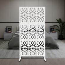 Garden Courtyard Decorative Panels, Privacy Screen Fence Panels, Screens, Private Space Style Tools, Hollowed Out Vertically Placed Privacy Screens - White - View 2