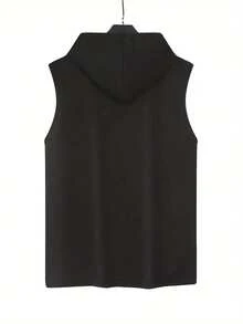 Men's Seagull Print Drawstring Hooded Casual Top - Black - View 2