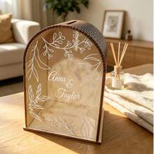 High-Quality Wooden Wedding Blessing Card Gift Box, Arch-Shaped Wedding Reception Party Decoration Ornament - 1PC - View 12