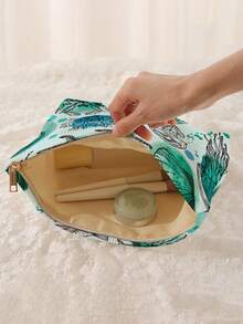 1pc Portable Cosmetic Storage Bag Coral Starfish Shell Pattern Double-Sided Print Travel Zipper Makeup Bag Multi-Function Toiletries Organizer - Multicolor - View 2