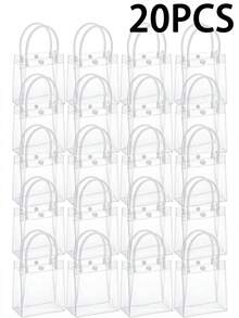 20pcs Clear Plastic Gift Bags, 6.3 X 5.1 Inches, Suitable For Boutique Weddings, Birthdays, Parties, Christenings, Bachelorette Parties And Graduation Gift Bags - Transparent - View 11