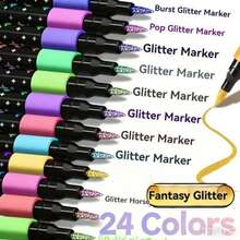 48/24/2 Colors Dual-Tip Glitter Pens, Quick-Drying Ink, Fine Tip, Suitable For Scrapbooking, Card Making, Planner, This 24-Color Dual-Tip Glitter Pen Set Is An Ideal Choice For Artists And Crafters - Sets - View 2
