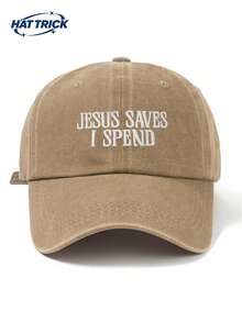 1 Stück Unisex Vintage Soft Top Distressed Baseballkappe, JESUS SAVES I SPEND bestickte personalisierte Duck Bill Mütze, Sonnenschutz atmungsaktiv verstellbares Hutband, vielseitige Trucker Dad Mütze, unverzichtbar für tägliches Pendeln, Streetwear, Outdoor-Sport, Wandern, Camping - D - Übersicht 13