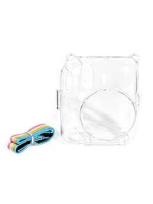 Clear PC Crystal Camera Case With Rainbow Strap For Fujifilm Instax Mini 11 Mini 12, Shockproof Transparent Protective Cover With Lens Cap, Portable Travel Instant Camera Hard Shell Accessory - View 6