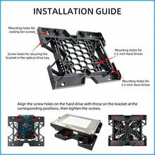 5.25" Optical Drive Bay To 2.5"/3.5" HDD SSD Adapter Mounting Bracket, ABS Hard Disk Conversion Tray With Cooling Fan Mount For Enhanced Heat Dissipation Desktop PC Hardware Upgrade - View 4