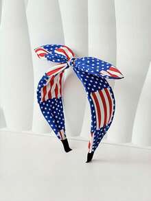 1pc American Flag Bow Headband, Suitable For Women And Girls, Red, White, Blue Tricolor, Patriotic American Flag Design Headband, Perfect For Independence Day (July 4th), Veterans Day Party And Other Events, Holidays, Birthdays. - Multicolor - View 15
