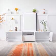 Modern TV Stand 170 Cm Patchwork Style White MDF - 白色 - 查看 11