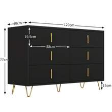 Elegant Sideboard With Modern Design, White And Gold Accents - 黑色 - 查看 4