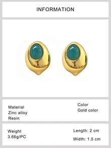 1 Pair Geometric Water Drop Stud Earrings, Fashionable Women's Summer Vacation Wear Gift - Teardrop Stud Earrings - View 7