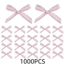 1000Pcs 1.7x0.9inch Metallic Gold Edge Mini Ribbon Bows-Gold & Silver Edged Polyester Bow Tie Ribbons For Hair Clip Accessories Holiday Packing Decor Christmas Halloweeen Wedding Decoration - Bow - View 11