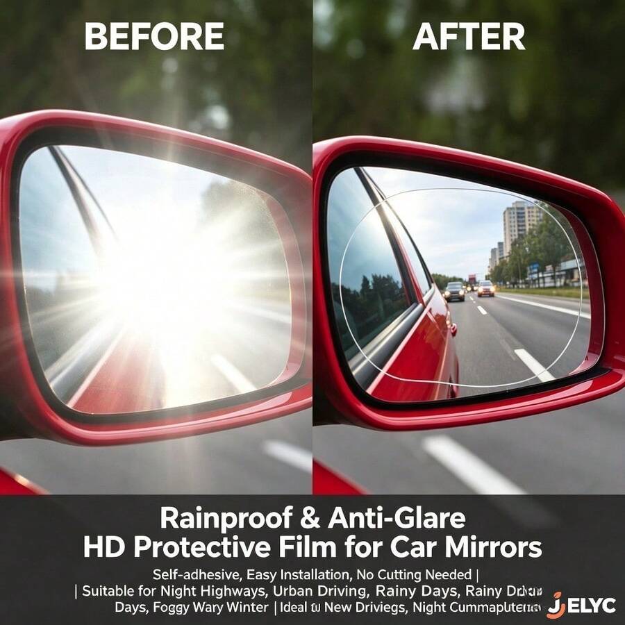 6pcs Waterproof Anti-Fog Rearview Mirror PVC Film - Clear Vision, Suitable For Car Interior Rearview Mirror, Car Side Mirror, Rainproof Durable, High Definition High Transparency Anti-Glare Anti-Scratch, Perfect Enhancement Of Vehicle Appearance
