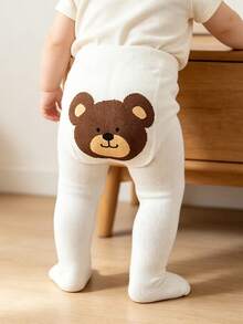 1/2/3pcs Cartoon Bear Print Baby Footed Tights, Soft Elastic High Waist Infant Toddler Tights - Multicolor - View 29