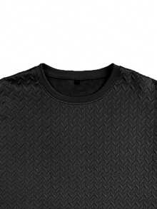 GRDR Textured Men's Casual Daily Minimalist Solid Color Drawstring Short Sleeve & Long Pants 2-Piece Set - Black - View 8