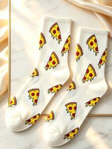 Kaos Kaki Kasual Setengah Betis Motif Pizza untuk Pemakaian Sehari-hari - MultiWarna - View 4