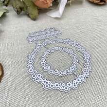 Lace Round Circle Cutting Dies,Round Frame Die Cuts Circle Stencils Die Cut For DIY Photo Album Card Craft Paper Embossing Supplies - Silver - View 6