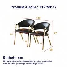 Set Of 2 Dining Chairs In Black PU Leather, Luxurious Gold Metal Frame, Modern Minimalist Chair With Backrest, Suitable For Dining Room & Living Room - Black - View 3