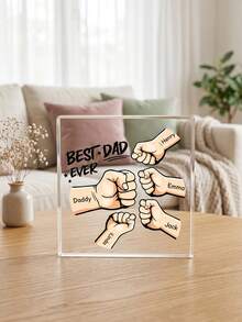 Plakat Akrilik "Fist Bump Dad" dengan 2-7 Nama yang Dapat Disesuaikan, Hiasan Meja "Ayah Terbaik Sepanjang Masa" yang Dipersonalisasi, Hadiah Hari Ayah, Ulang Tahun, Kakek, dan Papa, Dekorasi Meja Rumah - MultiWarna - View 3